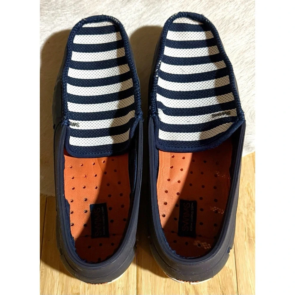 Swims Striped Venetian Loafers Boat Shoe Water Moccasin Men's SlipOn Size 9 Navy